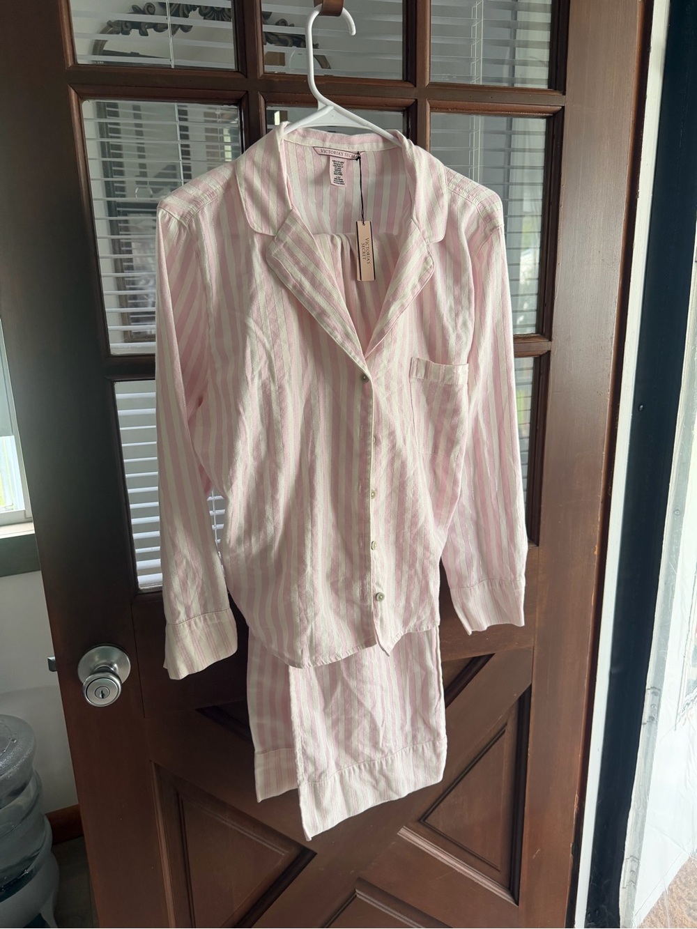 Victoria's Secret Pink and White Striped Cotton Pajama Set